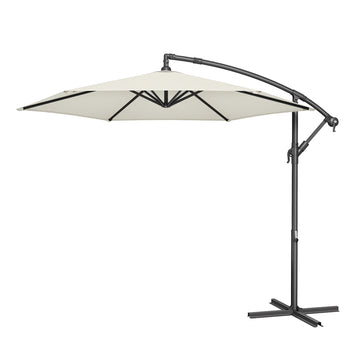 Zweefparasol 300 cm met standaard en UV-bescherming | Beige | 300x300x255 cm