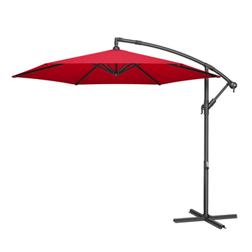 Zweefparasol 300 cm met standaard UV-bescherming UPF 50+ | Rood | 300x300x255 cm