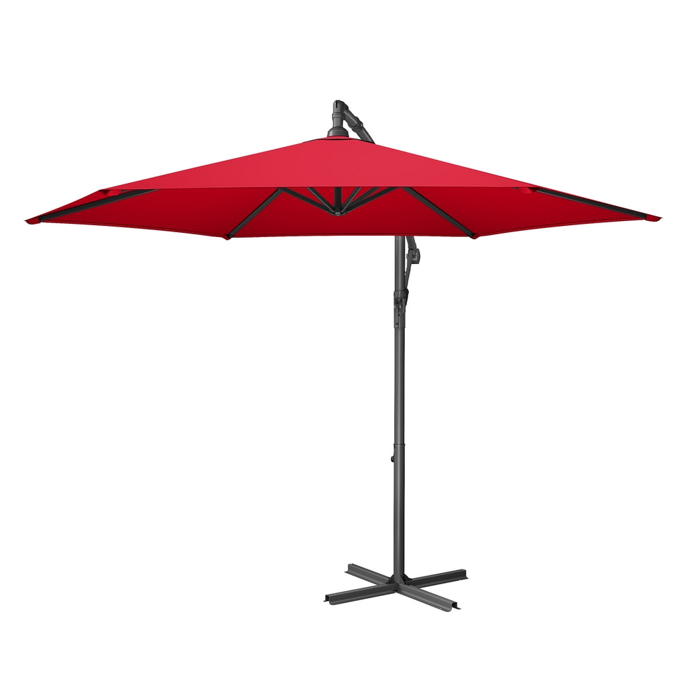 Ampelschirm 300 cm mit Standard UV-Schutz UPF 50+ | Rot | 300x300x255 cm