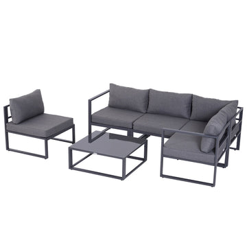 6-delige loungeset voor buiten - Tuinset | Kleur: Grijs | Afmetingen: 65x65x63 cm