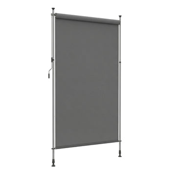 In hoogte verstelbare verticale zijmarkies voor balkon en terras | Donkergrijs | 150x220-300 cm