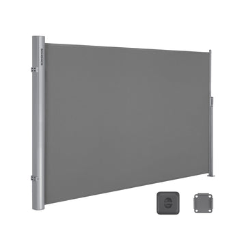 Uitschuifbare zijluifel 180 x 400 cm - zonwering, privacyscherm, aluminium, grijs