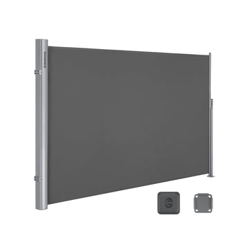 Zijluifel, privacyscherm, uitschuifbaar, aluminium, waterdicht, 180 x 350 cm