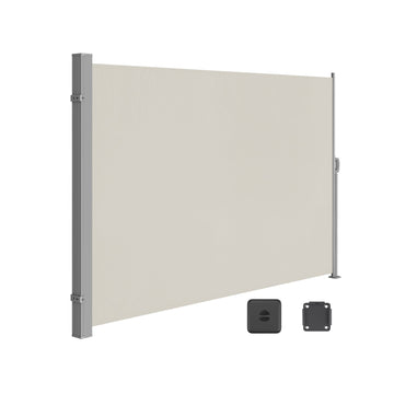 Zijzonwering 180 x 350 cm - Privacy screen - Wit - UV-bescherming - IJzer