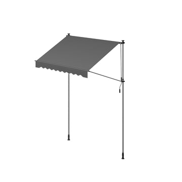 Klemzonnescherm antraciet - uitschuifbaar - 350 x 120 cm - verstelbare hoogte