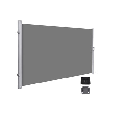Uitschuifbare zijluifel, oprolbaar, waterdicht, grijs - 2 x 3,5 m