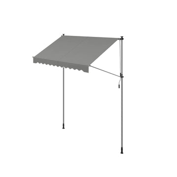 Klemzonnescherm 250 x 120 cm - UV-bescherming - Hoogte 220-300 cm - Grijs