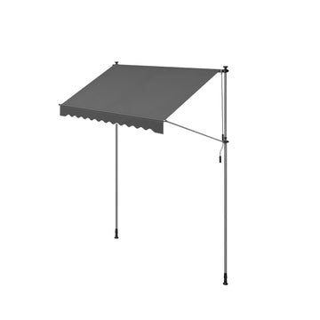 Antraciet klemawning met slinger - buitenzonwering - 250x120 cm