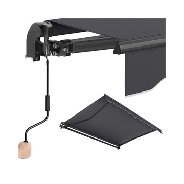 Knikarmscherm met handmatige slinger | Grijs | 250x200 cm
