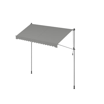 Klemzonnescherm met zwengel - terrasoverkapping - 350 x 120 cm - staal en aluminium