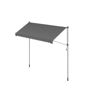 Klemzonnescherm met handslinger - Uittrekbaar - Aluminium - 350 x 120 cm - Antraciet