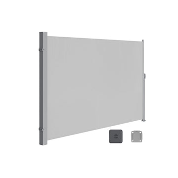 Zijluifel voor buiten - zonwering - staal - polyester - UV-bescherming - 200 x 400 cm - lichtgrijs