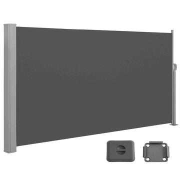 Uitschuifbare zijmarkise met stalen kast | Anthraciet | 400x160 cm