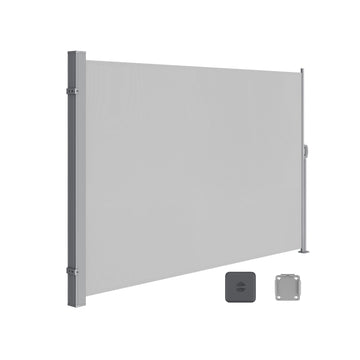 Zijluifel - zonwering - privacy - staal - polyester - UV-bescherming - 160 x 350 cm - lichtgrijs