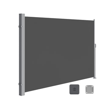 Zijmarkise met stalen cassette | Antraciet | 180x500 cm