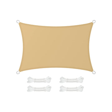 Schaduwzeil zandgeel - UV-bescherming - polyester - 2 x 3 m - 4 bevestigingstouwen