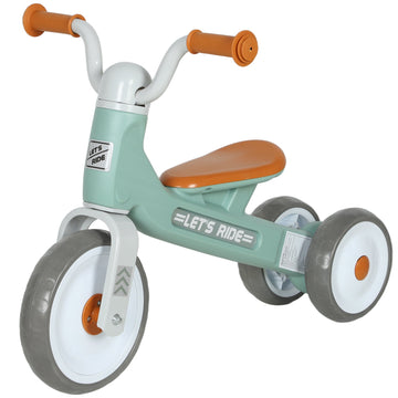 Peuter loopfiets zonder pedalen, 3 stille wielen | Kleur: Groen+Bruin | Afmetingen: 40x69x49 cm
