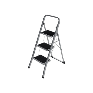 3-treeds stalen trapladder - inklapbaar - draagbaar - 46,5 x 4,5 x 117 cm