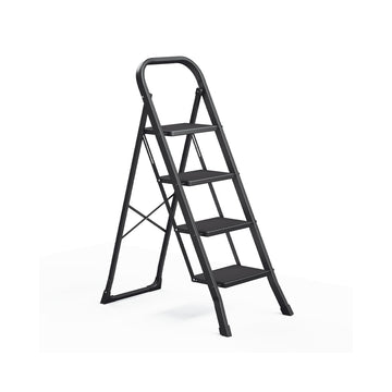 Opvouwbare trapladder met 4 treden en klapbeveiliging | Zwart | 45x89x127 cm