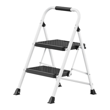 Opvouwbare 2-tredentrap van staal | Wit | 54,5x46,5x79 cm