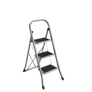 3-laags stalen trapladder - opvouwbaar - stabiel - 46,5 x 74,5 x 105 cm