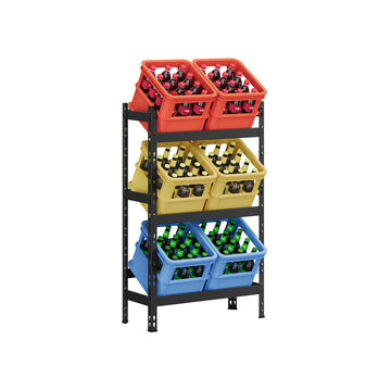 Zwart drankenrek - metalen opbergrek - gepoedercoat staal - 32 x 70 x 125,4 cm