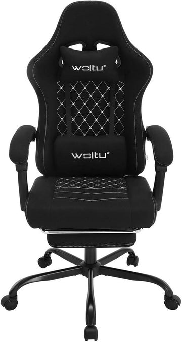 Gamingstoel met massagefunctie en voetensteun | Zwart | 64x54x119,5-127 cm
