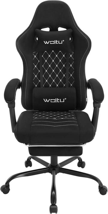 Gamingstoel met massagefunctie en voetsteun | Zwart | 64x54x119,5-127 cm