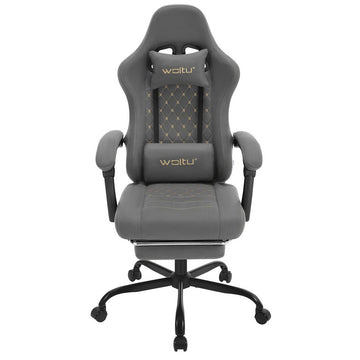 Gamingstoel met massagefunctie en voetsteun | Grijs | 64x54x119,5-127 cm