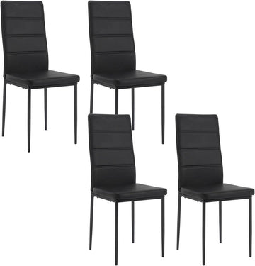 Eetkamerstoelen 4-delige set met hoge rugleuning | Wit, Grijs, Zwart | 40x51x98 cm