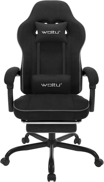 Ergonomische gamestoel met pocketveren en voetensteun | Zwart | 63,5x60x117,5-125,5 cm