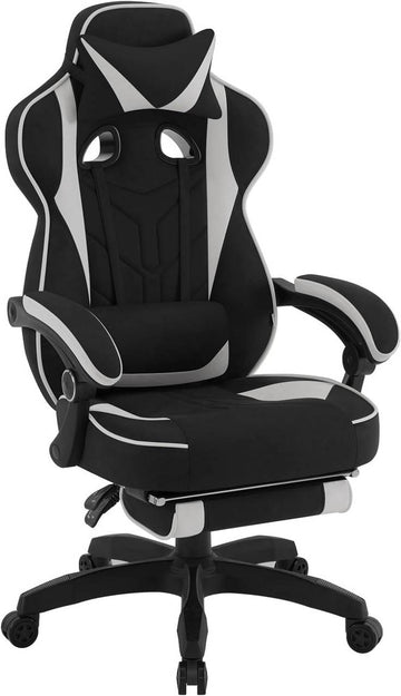 Ergonomische gamingstoel van ademende stof met voetensteun
