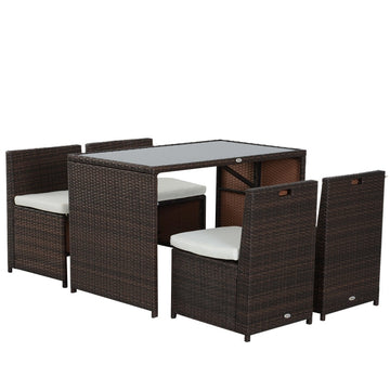5-delige tuinmeubelset - polyrattan | Kleur: Bruin+Khaki | Afmetingen: 69x120x77.5 cm
