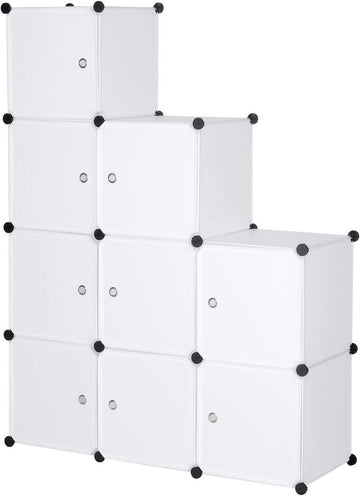 Modulaire kledingkast met deur 9 vakken | Wit | 111x35x111 cm