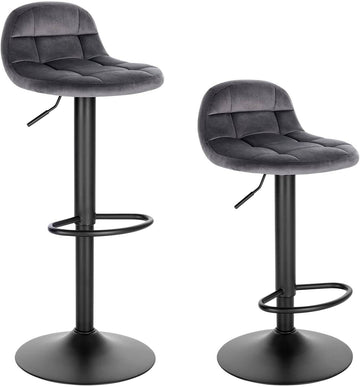 Barstoel met rugleuning en voetsteun | Donkergrijs roze zwart donkergroen | 39x30x76-97 cm