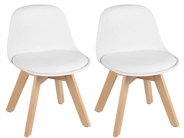 Set van 2 kinderstoelen met houten poten voor kinderkamer | 33,5x35x56 cm