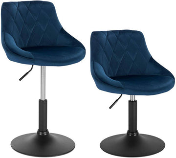 Verstelbare barkruk met rugleuning | Blauw/donkergrijs/donkergroen | 47x37x66-82 cm