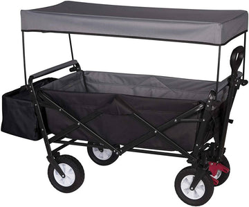 Opvouwbare bolderkar met dak en rem | Antraciet | 120x51x93 cm