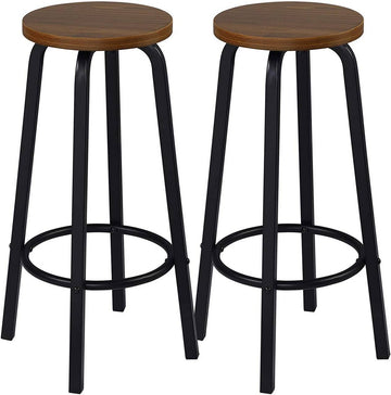 Set van 2 barkrukken MDF metaal ronde zitting | Donker beuken | 30x30x71 cm