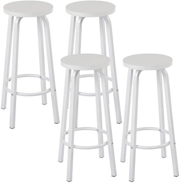 4-delige barhockerset met ronde zitting | Wit | 30x30x71 cm