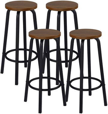 4-delige barstoelenset MDF metaal ronde zitting | Donker beuken | 30x30x71 cm