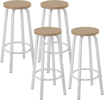 4-delige barhockerset met ronde zitting | Licht eiken | 30x30x71 cm