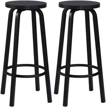 Set van 2 barkrukken met ronde zitting | Zwart | 30x30x71 cm