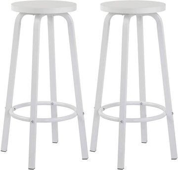 Set van 2 barhockers met ronde zitting | Wit | 30x30x71 cm