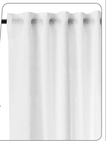 Halftransparant linnenlook gordijn met plooiband | Wit | 135x245 cm