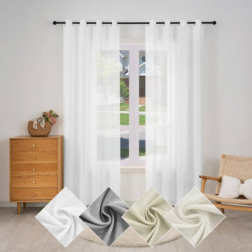 Halftransparant gordijn met ogen linnenlook wit | 135x225 cm