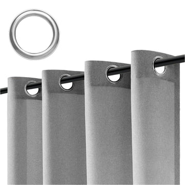 Gordijnen met ogen, 2-delige set, linnenlook, halftransparant | Grijs | 135x225 cm