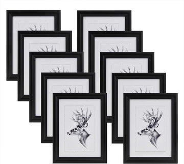 10-delige set houten fotolijsten met glas | Zwart | 20x30 cm