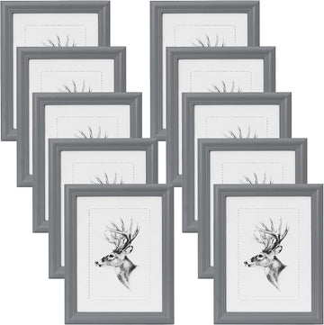 10-delige houten fotolijstenset met glas 30x40 cm | Grijs