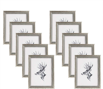 10-delige set houten fotolijsten met glas | Zilver | 30x40 cm